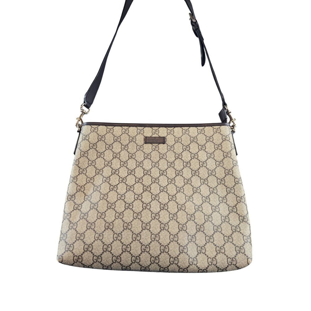 Gucci GG Supreme Canvas Messenger Bag Brown Crossbody 388924 Authentic